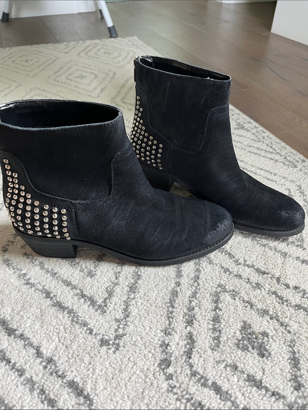 Marc Fisher Black leather Suede Studded Ankle Booties